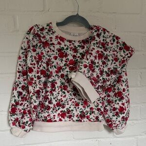 Janie and Jack Rose Pattern Set - Sweatshirt and Sweatpants